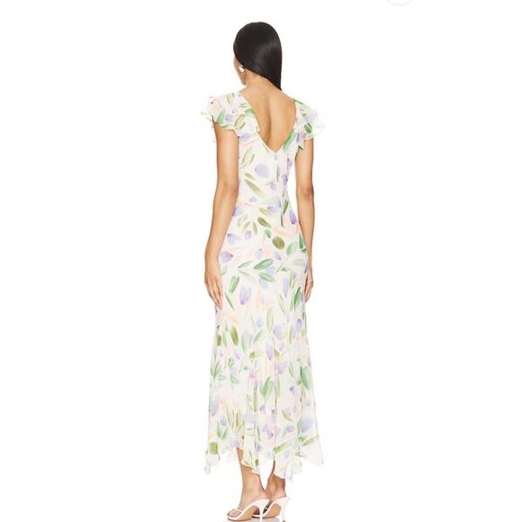 New Revolve ASTR Wisteria Dress Chiffon Maxi Dress Floral Size Large - Picture 2 of 5